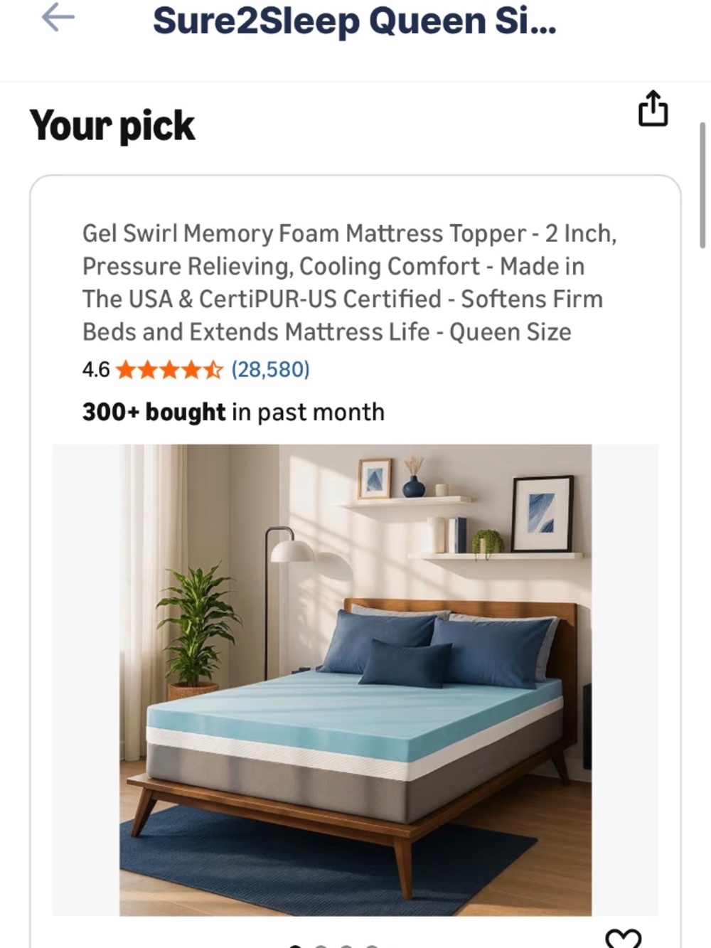 queen size memory foam mattress topper NEW